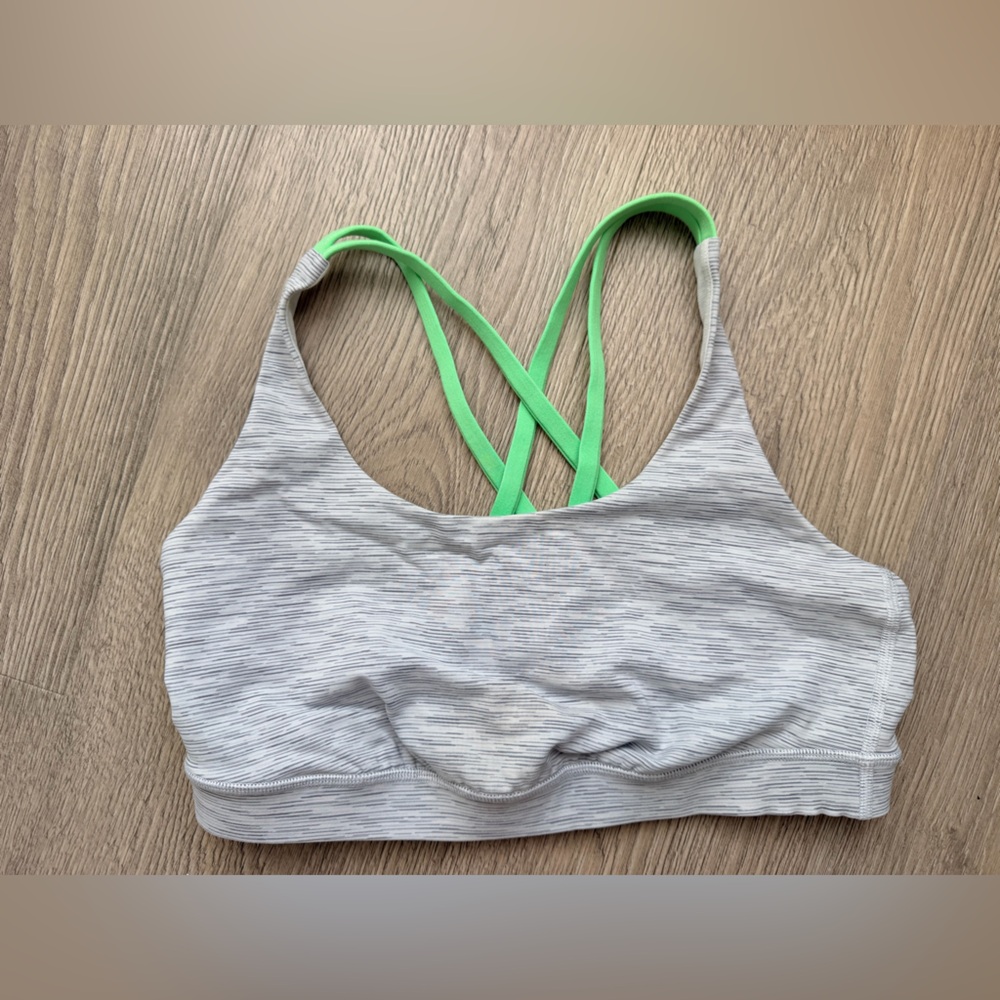 Lululemon Athletica Gray Energy Sports Bra with Green Straps